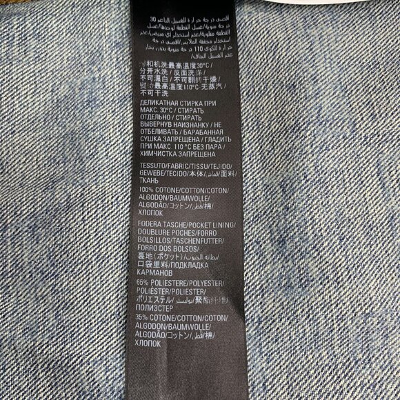 Balenciaga S Blue Logo Printed Washed Denim Jacket Unifit Cotton Single-Breasted - Picture 3 of 7